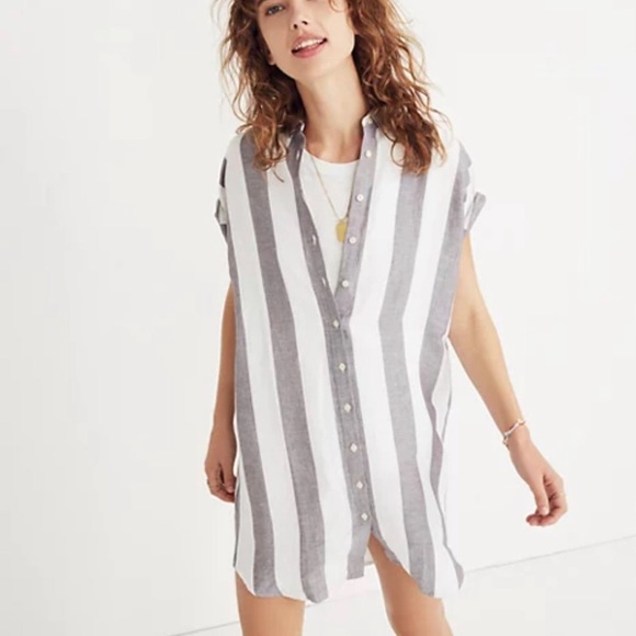 Madewell Striped Collared Dress - Picture 1 of 5